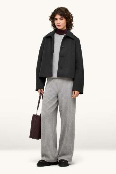 Femmes - Pantalon de jogging - fines rayures - gris chiné