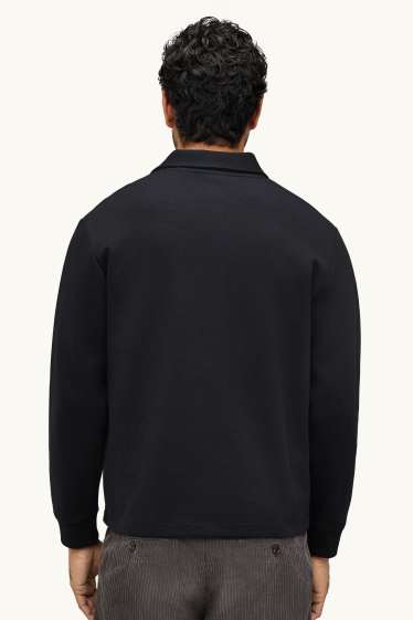 Men - Long sleeve polo shirt - relaxed fit - black