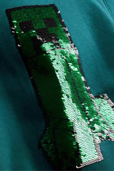 Children Boys - Minecraft - hoodie - shiny - petrol