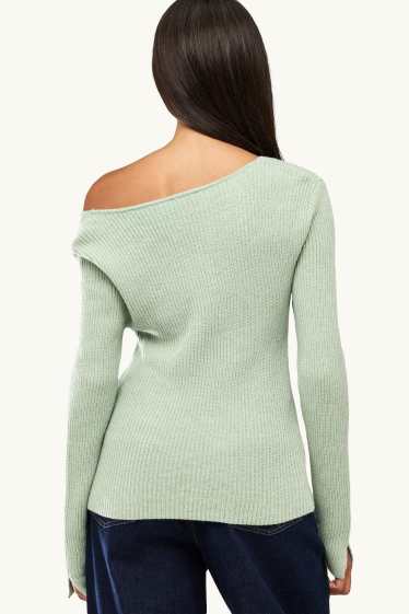 Dames - Trui - geribd - lichtgroen