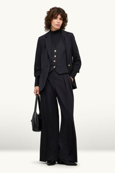 Damen - Business-Hose - High Waist - Wide Leg - schwarz