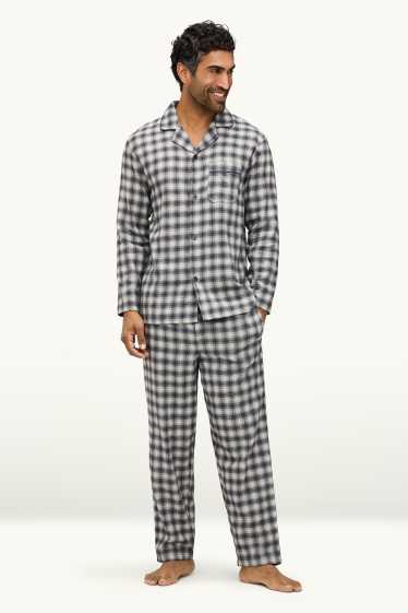Herren - Pyjama - kariert - grau