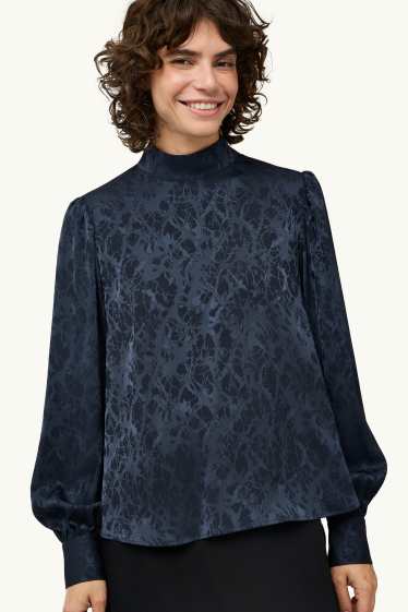 Dames - Blouse - met patroon - donkerblauw