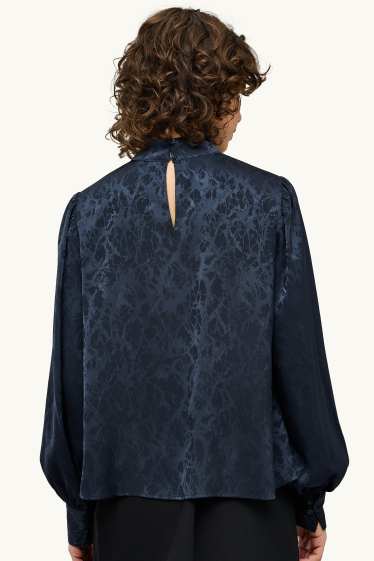 Dames - Blouse - met patroon - donkerblauw
