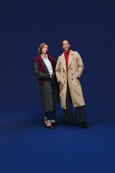 Femmes - Manteau - laine mélangée - gris foncé