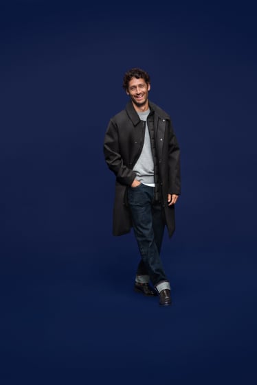 Hommes - Manteau - doublé - look 2-en-1 - marron foncé