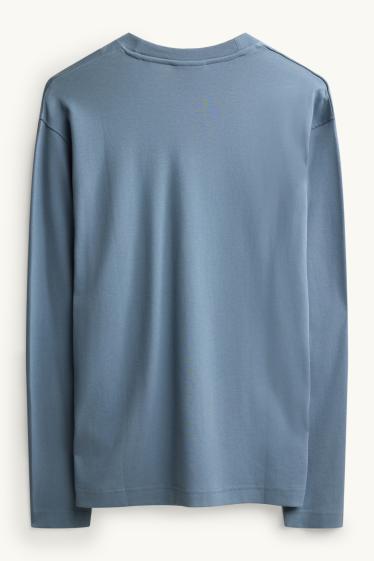 Heren - Longsleeve - relaxed fit - blauw