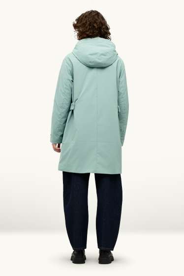 Donna - Cappotto tecnico con cappuccio - foderato - impermeabile - verde menta