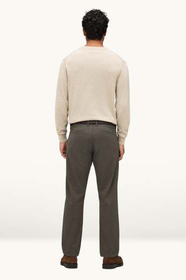 Pánské - Kalhoty chino s páskem - regular fit - hnědá
