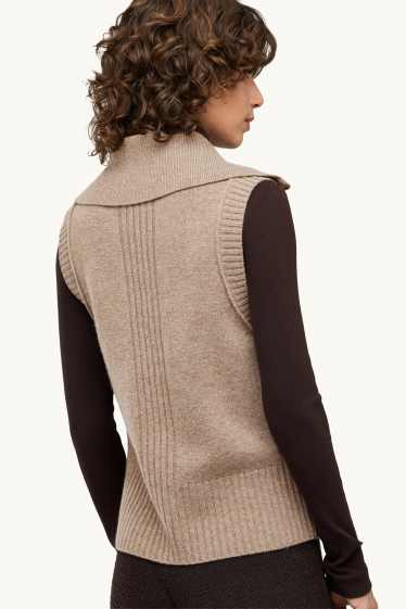 Damen - Strickweste mit Kaschmir-Anteil - Woll-Mix - beige-melange