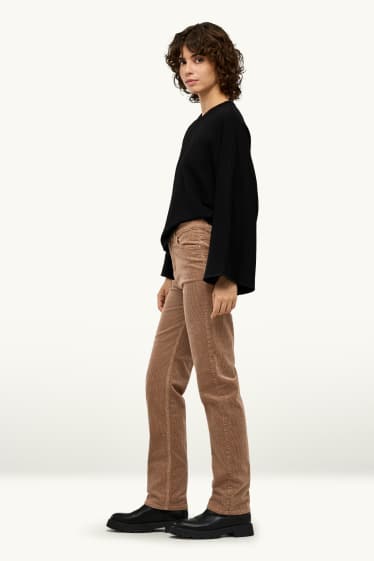 Dona - Pantalons de pana - high waist - straight fit- LYCRA ® - marró clar