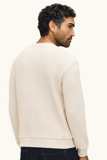 Heren - Sweatshirt - met structuur - crème wit