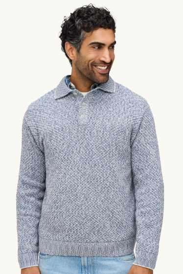 Herren - Pullover - strukturiert - blau / grau