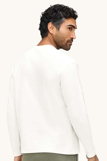 Herren - Langarmshirt - Relaxed Fit - weiß