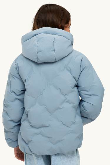 Kinder Mädchen - Steppjacke mit Kapuze - wasserabweisend - hellblau