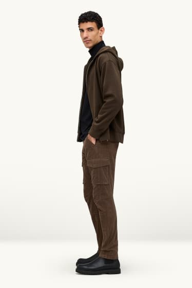 Men - Corduroy cargo trousers - tapered fit - textured - brown