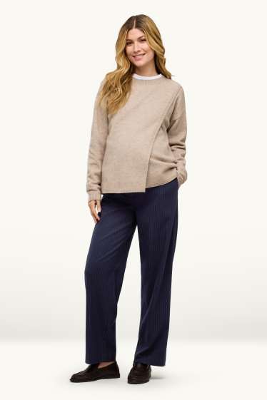 Donna - Pantaloni premaman - regular fit - design gessato - blu scuro