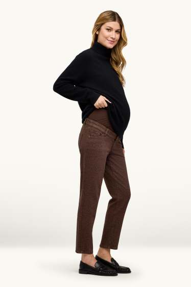 Dames - Zwangerschapsbroek - relaxed fit - luipaardprint - bruin