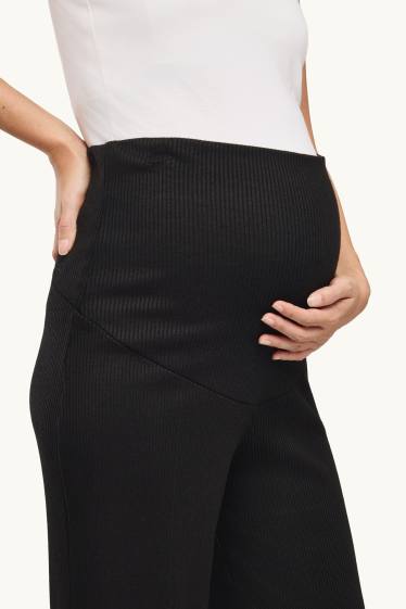 Donna - Pantaloni premaman in jersey - a coste - nero
