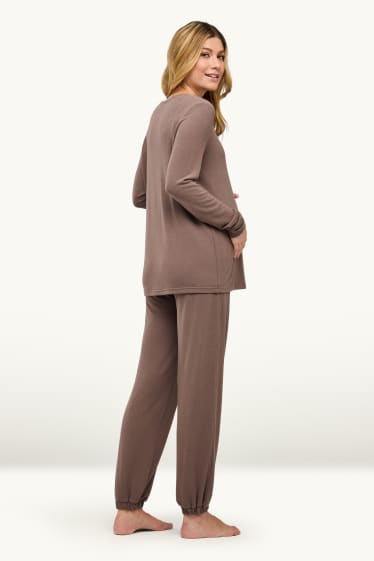Damen - Umstands-Pyjama - taupe