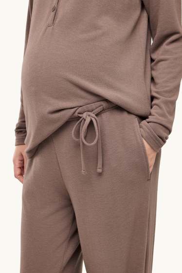 Damen - Umstands-Pyjama - taupe