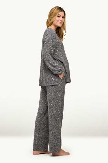 Dona - Pijama de lactància - estampat de lleopard - gris/beix