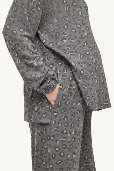 Dona - Pijama de lactància - estampat de lleopard - gris/beix