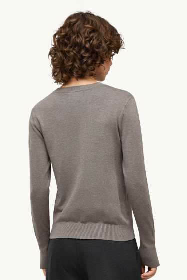 Damen - Feinstrick-Pullover - grau