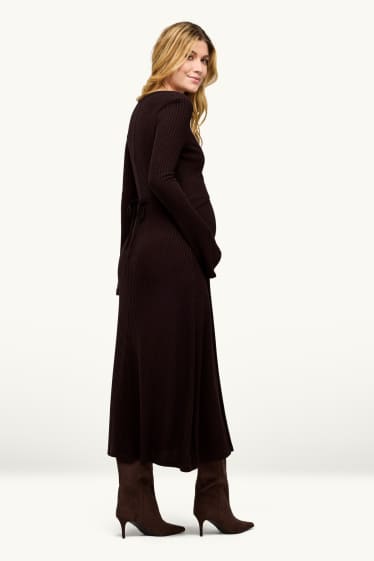 Dona - Vestit de maternitat - acanalat - mescla de viscosa - marró fosc