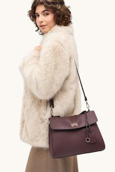 Donna - Borsa a tracolla - similpelle - bordeaux