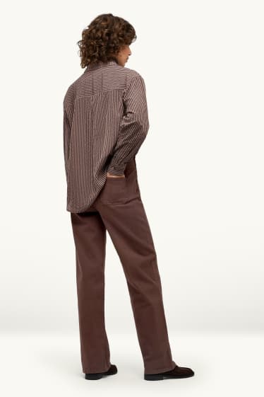 Femei - Pantaloni de stofă - talie înaltă - straight fit - maro