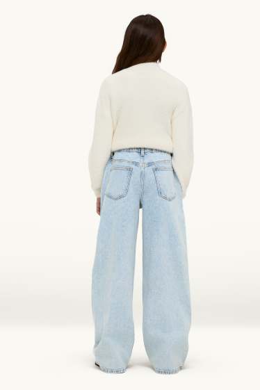 Bambine - Jeans a gamba ampia - effetto brillante - jeans azzurro