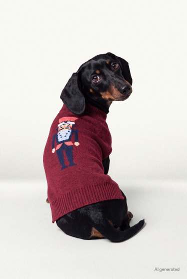 Unisex - Mini Me - Hunde-Weihnachtspullover - bordeaux