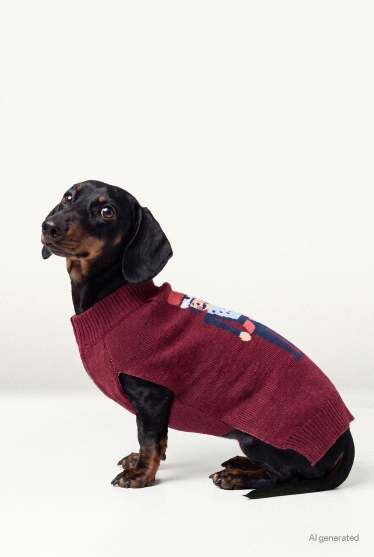 Unisex - Mini Me - Hunde-Weihnachtspullover - bordeaux