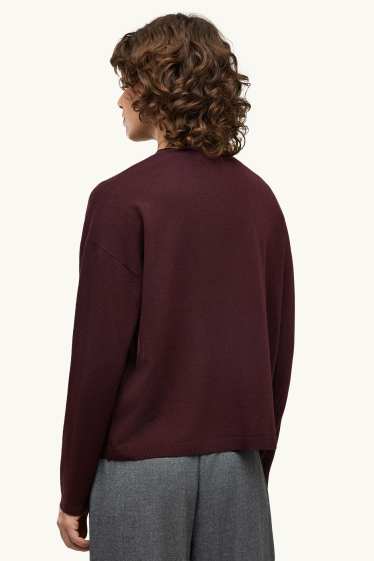 Femmes - Pull avec encolure en V - bordeaux