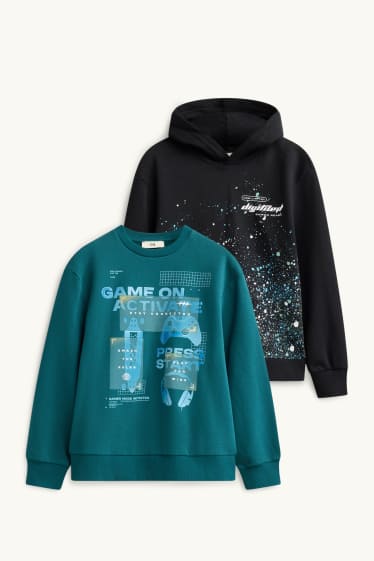 Children Boys - Multipack of 2 - gamer - hoodie and sweatshirt - petrol