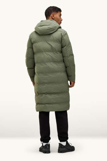 Men - Quilted coat with hood - lined - water-repellent - green