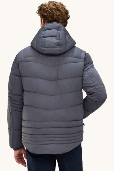 Herren - Steppjacke mit Kapuze - dunkelgrau