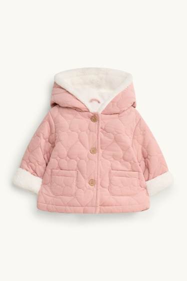 Bébés filles - Cœur - doudoune en velours côtelé pour bébé avec capuche - doublée - rose clair