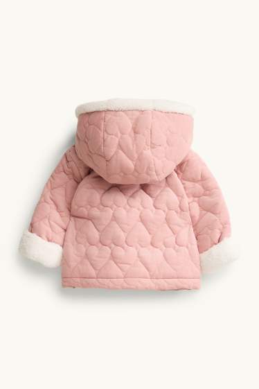 Bébés filles - Cœur - doudoune en velours côtelé pour bébé avec capuche - doublée - rose clair
