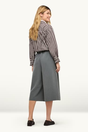 Damen - Culotte mit Gürtel - Mid Waist - Wide Leg - grau