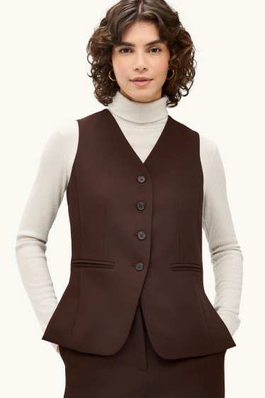 Femmes - Gilet sans manches de bureau - regular fit - marron foncé