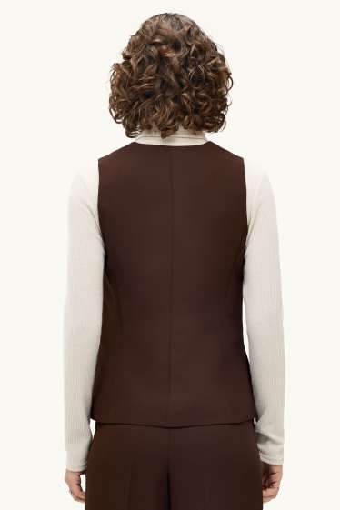 Femmes - Gilet sans manches de bureau - regular fit - marron foncé