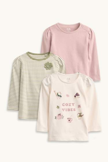 Baby Mädchen - Multipack 3er - Baby-Langarmshirt - cremeweiss