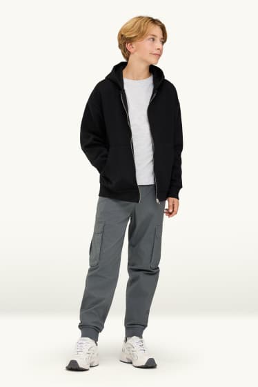 Enfants garçons - Pantalon cargo chaud - gris foncé