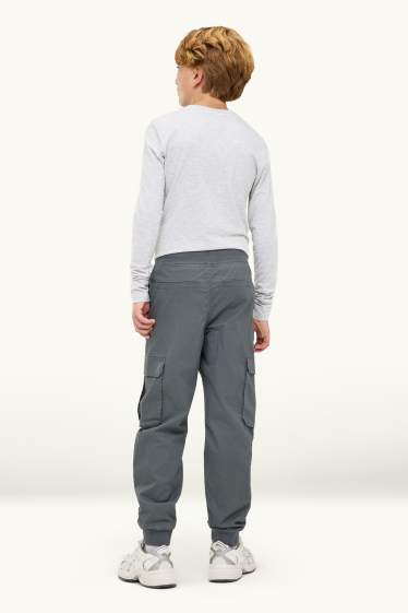 Enfants garçons - Pantalon cargo chaud - gris foncé
