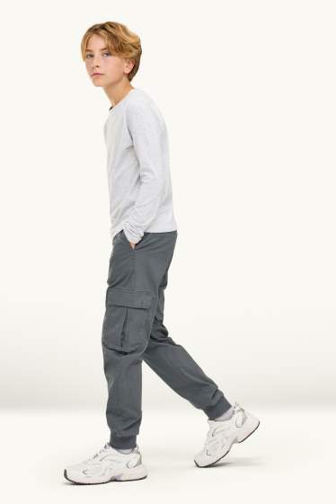 Enfants garçons - Pantalon cargo chaud - gris foncé
