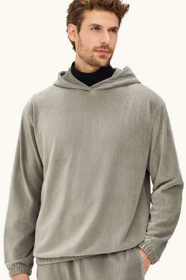 Heren - Hoodie - ribstof - groen