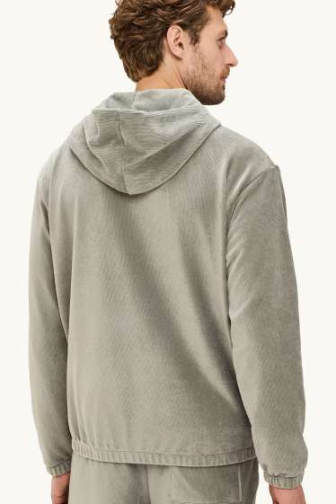 Heren - Hoodie - ribstof - groen