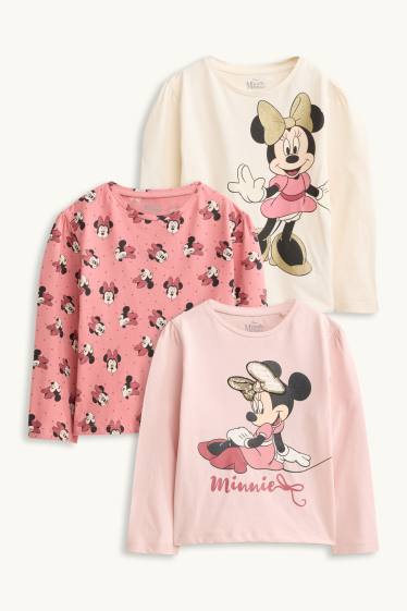 Bambine - Confezione da 3 - Minnie - maglia a maniche lunghe - bianco / rosa